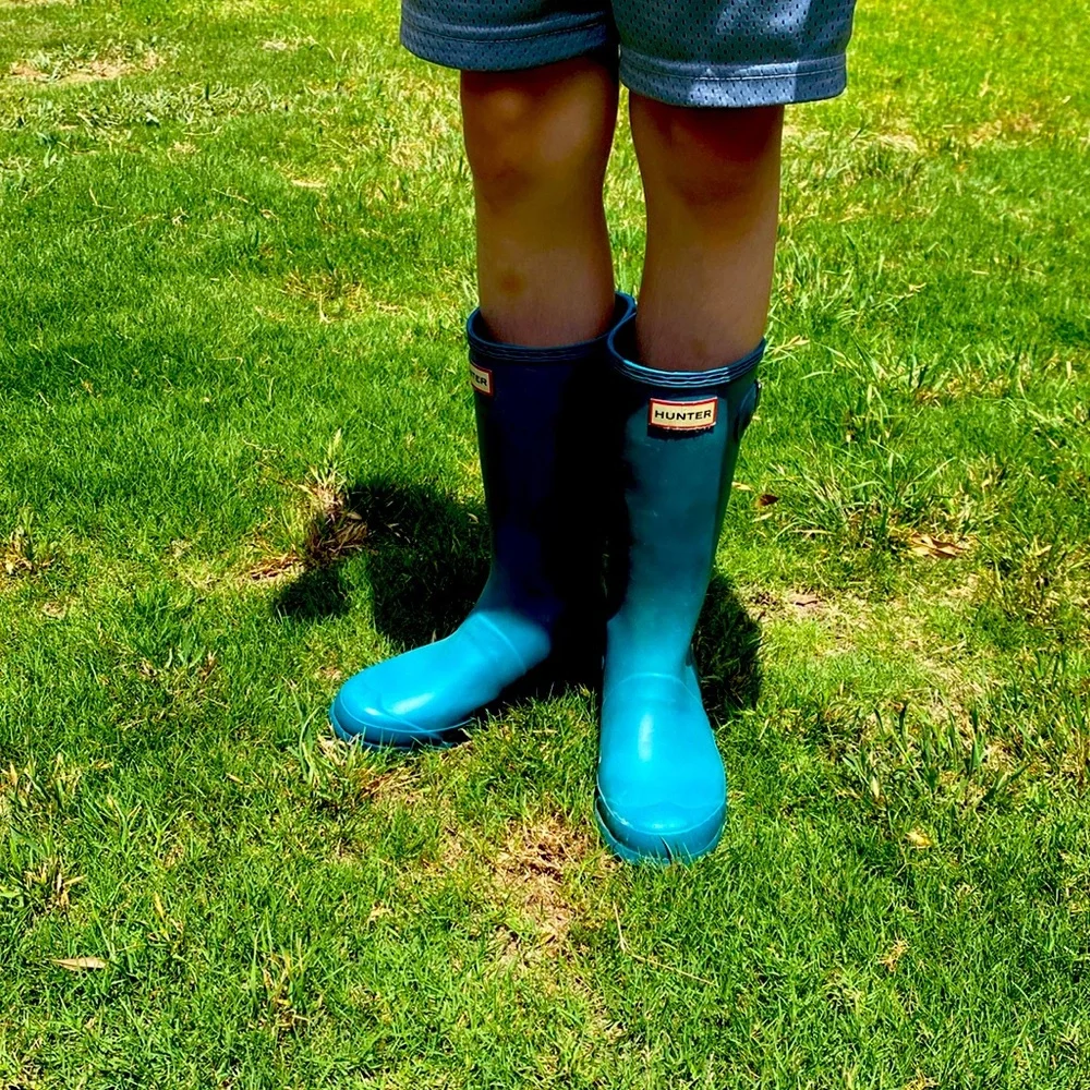 𝅺HUNTER Original Kid’s Tonal Contrast RainBoots Size 2B 3G - Picture 1 of 8
